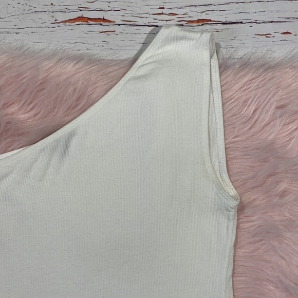 ATM Anthony Thomas Melillo White Ribbed One Shoulder Bodysuit - Picture 4 of 10